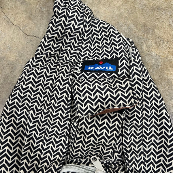 Kavu Black + White Rope Bag Sling Pack