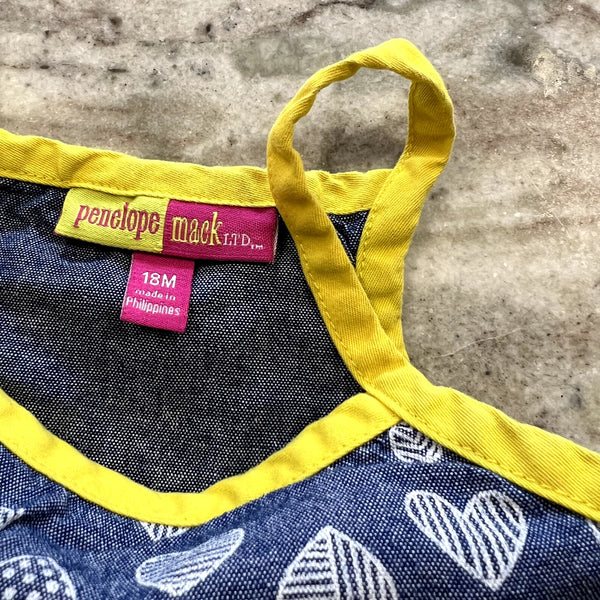 Penelope Mack Denim Hearts Ruffle Tank Size 18 Mo.