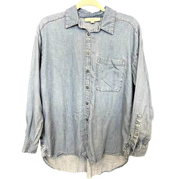 LOFT Lightweight Denim Button Down Top Small
