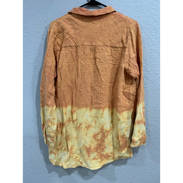 Fantastic Fawn Vintage Orange Gauze Button Down Top Large
