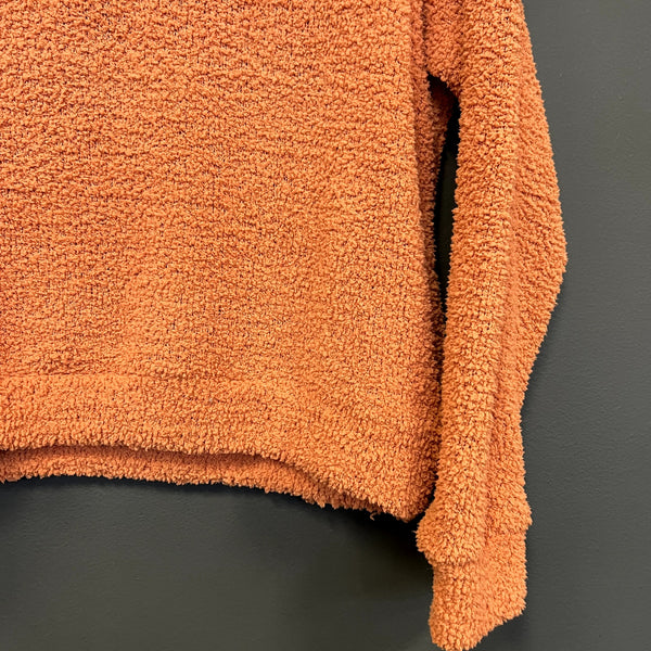 Wonderly Boutique Women's Orange Sherpa Plush Mock Neck Sweater Size Small