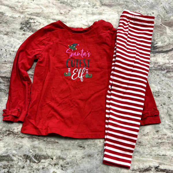 Crown & Ivy Santa's Cutest Elf Two Piece Christmas Set Size 3T
