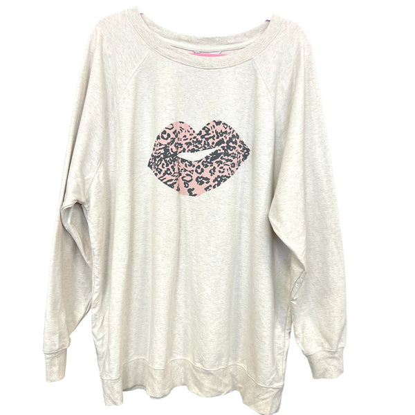 Wildfox Ivory Leopard Lip Oversized Sweatshirt XL