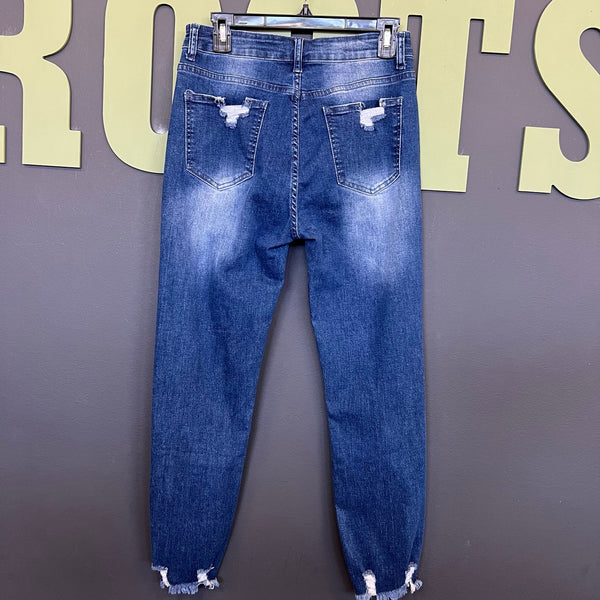 Dark Wash Distressed Skinny Jeans Women's Medium