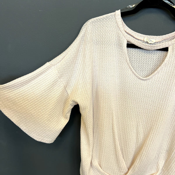 143 Story Boutique Waffle Knit Keyhole Blouse Small
