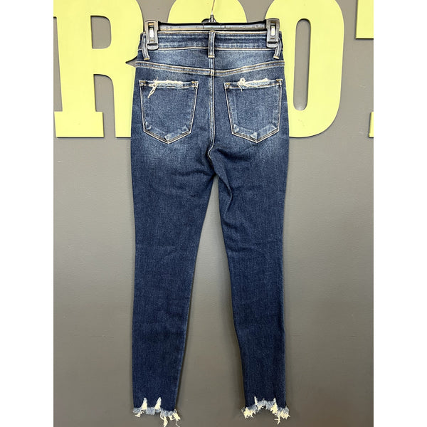 Flying Monkey Dark Wash Raw Hem Skinny Jeans Size 24
