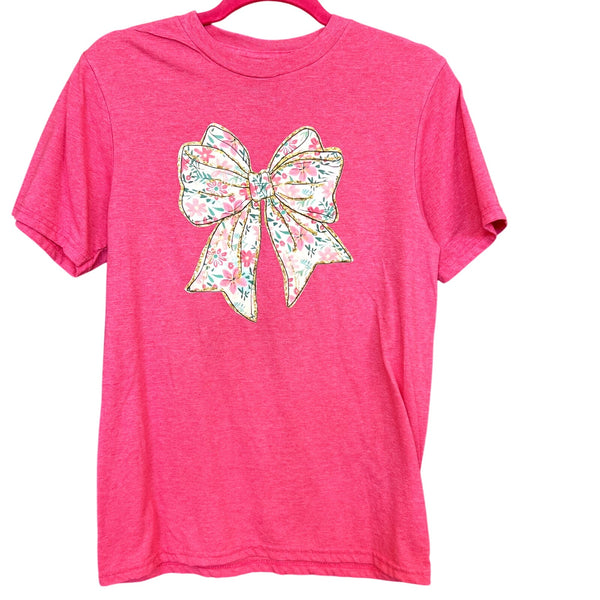 Women's Floral Bow Graphic Tee Size Small