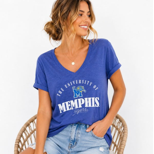 University of Memphis V-Neck Graphic Tee Large