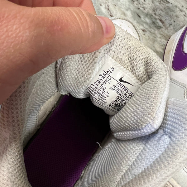 Nike Girls Court Borough Mid 2 Purple + White Velcro Sneakers Size Youth 2