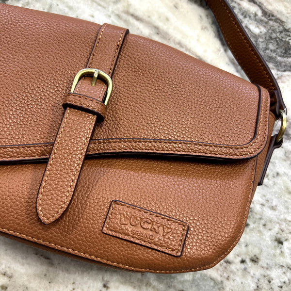 NWT Lucky Brand Pebbled Brown Leather Crossbody Bag