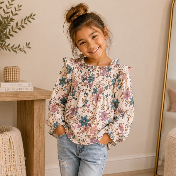 Carter's Floral Gauze Long Sleeve Blouse Size 6/6X