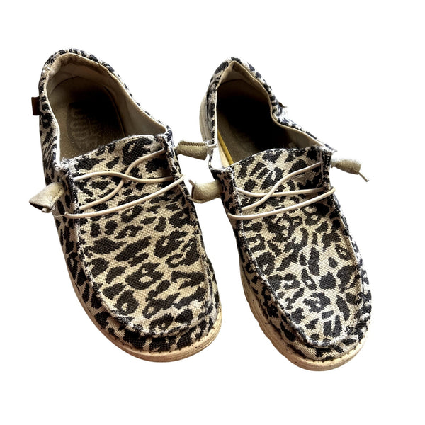 Hey Dude Wendy Leopard Slip On Shoes Size 8