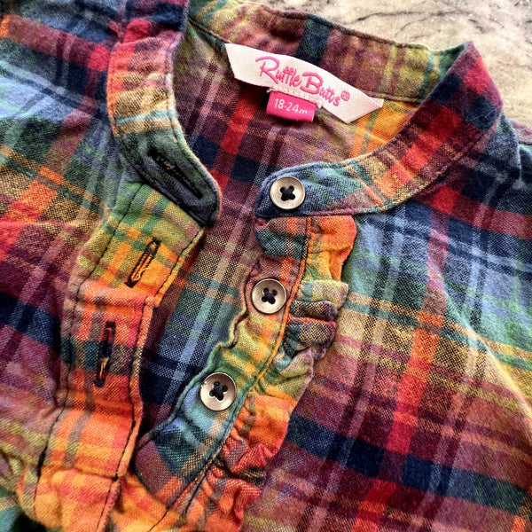 Ruffle Butts Colorful Plaid Tiered Mini Dress Size 18-24 Mo.