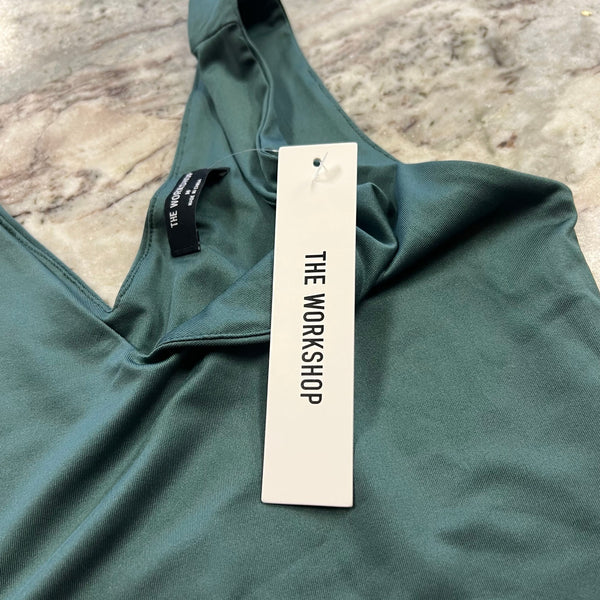 NWT The Workshop Sage Green Plunge Neckline Thong Bodysuit Size Medium