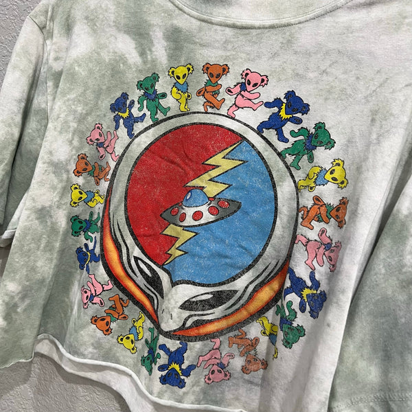 Grateful Dead Green Tie-Dye Cropped Graphic Tee Size 2XL