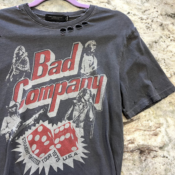 Junk Food Clothing Bad Company Distressed Graphic Band Tee Small