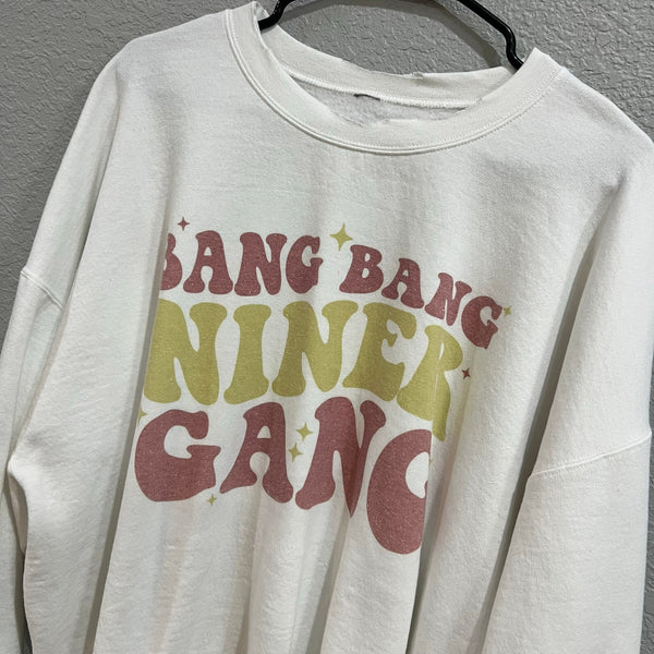 Bang Bang Niner Gang San Francisco Football Distressed Graphic Sweatshirt 2XL
