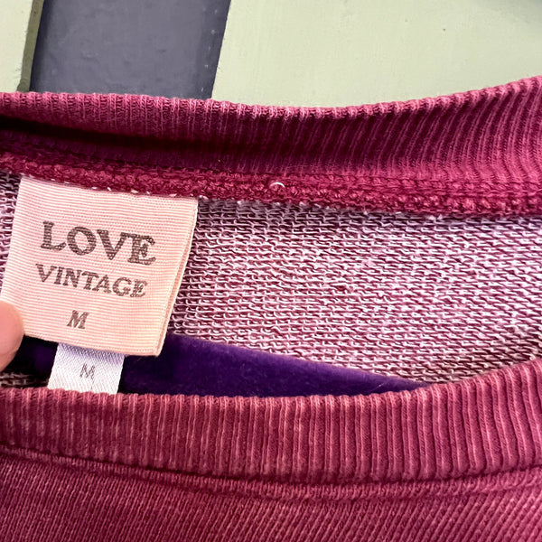 Love Vintage Magenta Cropped Cozy Sweater Medium