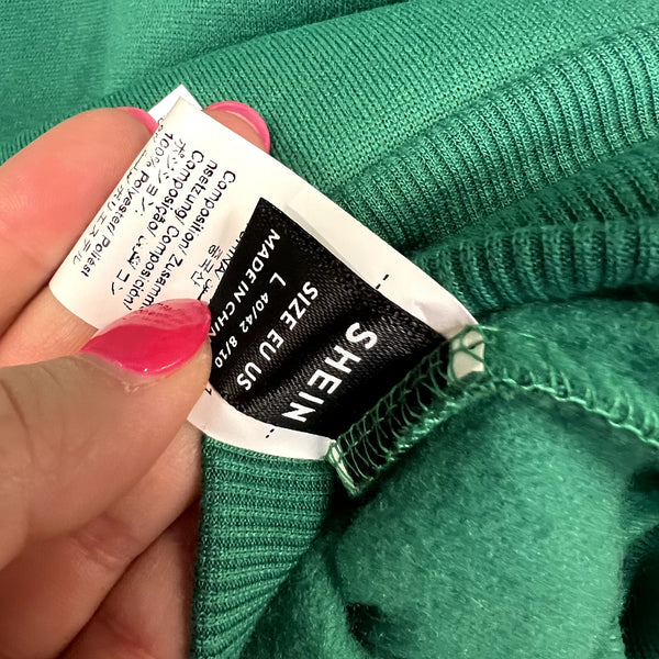 Women's Green Sequin Sleeve Sweatshirt Size Large