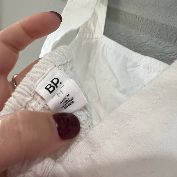 NWT BP. White Front Button Linen Cropped Tank Medium