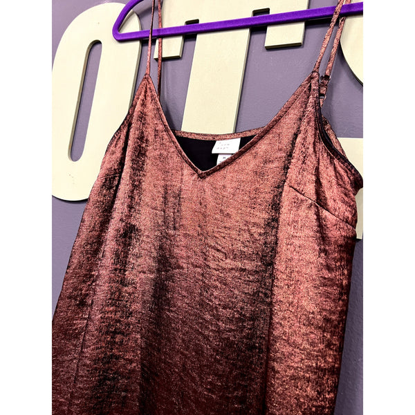 A New Day Brown Metallic Slip Dress Size Medium