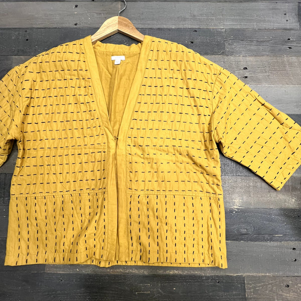 Pure Jill by J.Jill Goldenrod Kantha-Stitched Kimono Jacket Medium