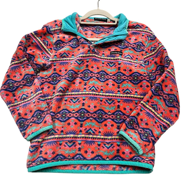 Southern Marsh Dorado Fleece Pullover Coral/Teal Aztec Size Youth Large