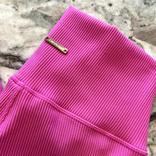 Zyia Active Pink Ribbed Workout Leggings Size 4