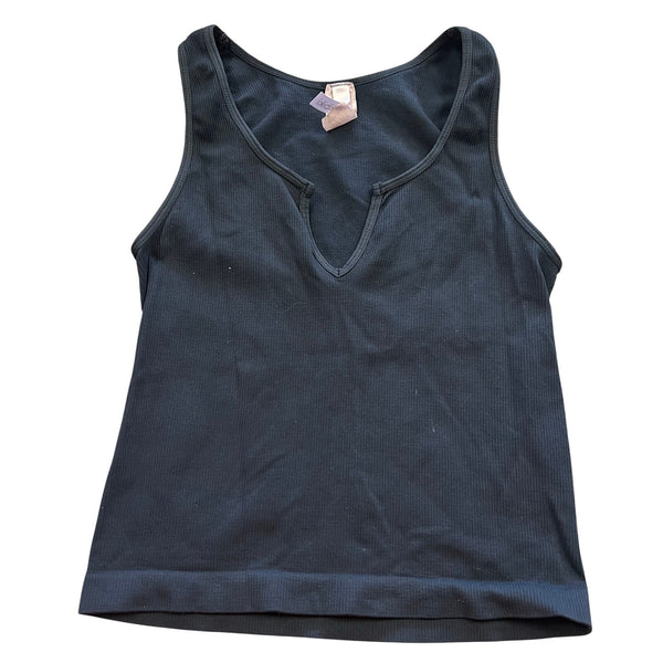 Nikibiki Charcoal Ribbed V-Neck Tank Top One Size