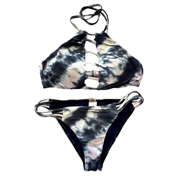 Billabong Y2K Navy Tie-Dye Cutout Bikini Swimsuit Size Small