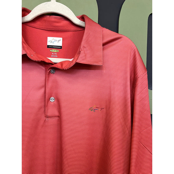 Greg Norman Coral Striped Golf Polo Size XL