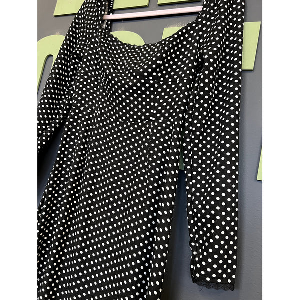 Women's Black + White Polka Dot Dress Size Small