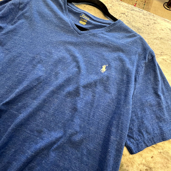 Polo Ralph Lauren Heather Blue V-Neck Top Size Large