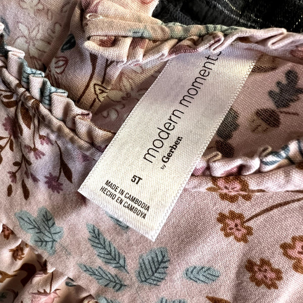 Modern Moments Pink Floral Tiered Long Sleeve Dress Girls Size 5T