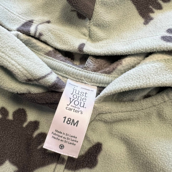 Carter's Light Teal Soft Fleece Dinosaur Full Zip Jacket 18 Mo