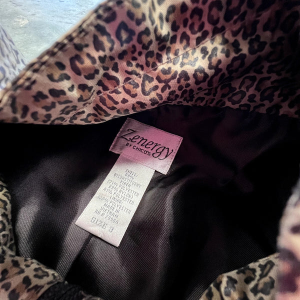 Zenergy by Chico's Leopard Full Zip Lined Rain Jacket Size XL