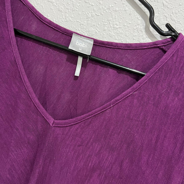 Bobi Plum Lightweight 3/4 Sleeve V-Neck Tunic Medium