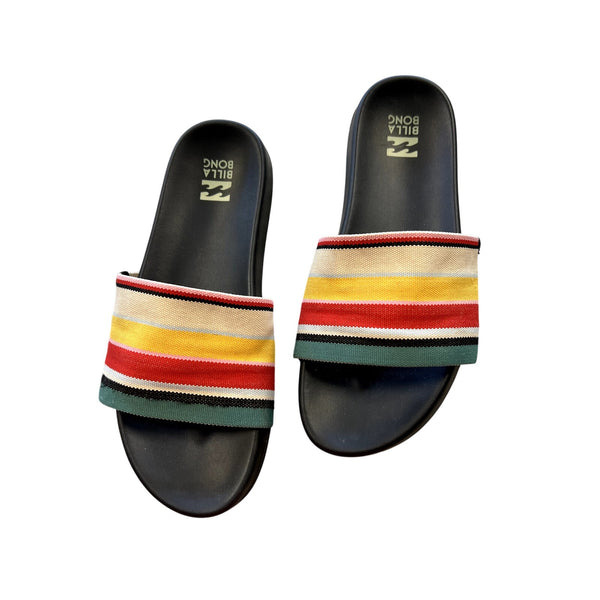 Billabong Striped Multi Color Canvas Slip On Sandals Size 8