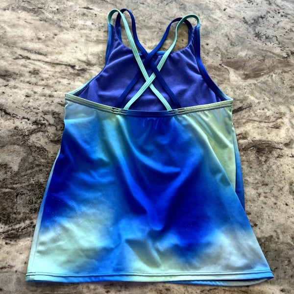 Girls Nike Swim Tankini Top Tie Dye Blue & Mint Size Medium 10/12