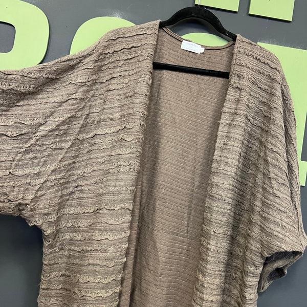 Amaryllis Light Brown Open Front Textured Cardigan Medium