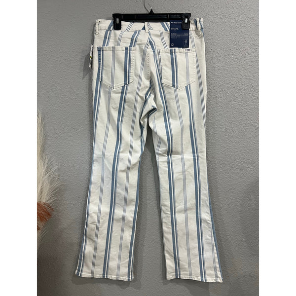 NWT Chaps Mid Rise Bootcut Light Blue Stripe Jeans Size 14
