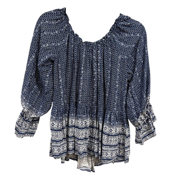 NWT Dear John Breezy Blue Bohemian Flowy Blouse Size Medium