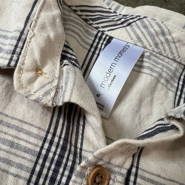 Modern Moments Ivory Linen Button Down Top Boys Size 4T