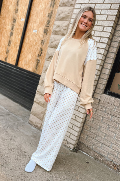 Sunday Stroll Polka Dot Cropped Sweatshirt
