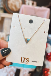 Turquoise + Brass Triangle Pendant Necklace