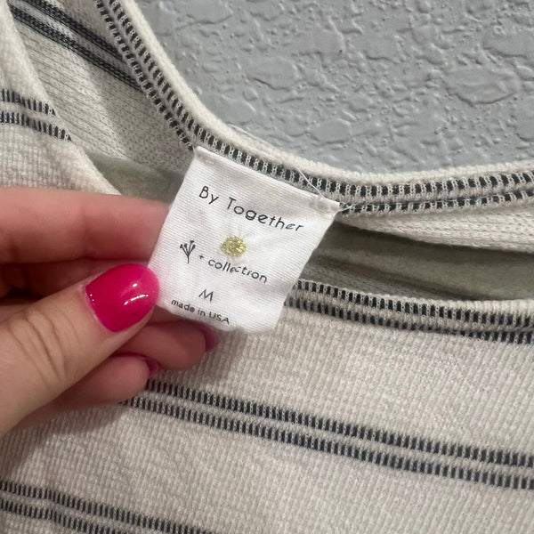 By Together Boutique Contrast Striped Linen Blend Ivory Sundress Medium