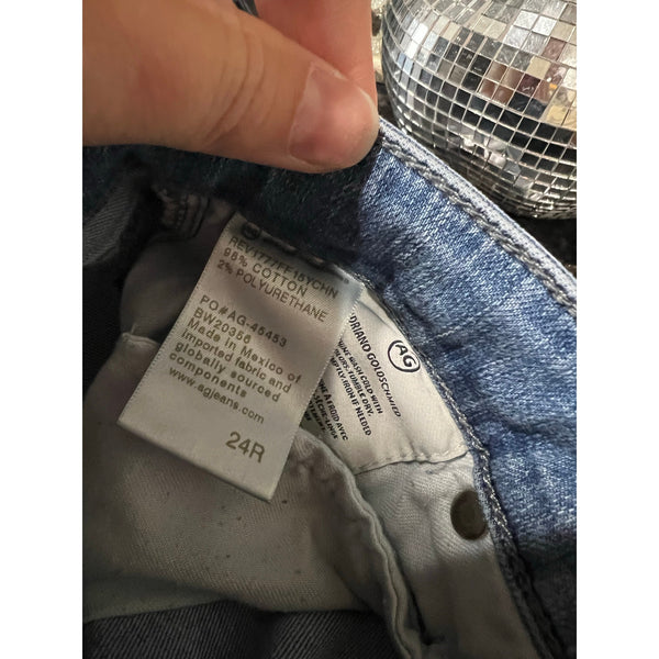 AG Denim Light Wash Raw Hem Skinny Jeans Size 24