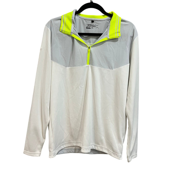 Nike Golf Tour Performance Neon Yellow Quarter Zip Collared Pullover Medium