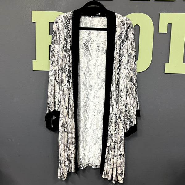 Zenana Snake Print Open Front Kimono Size XL