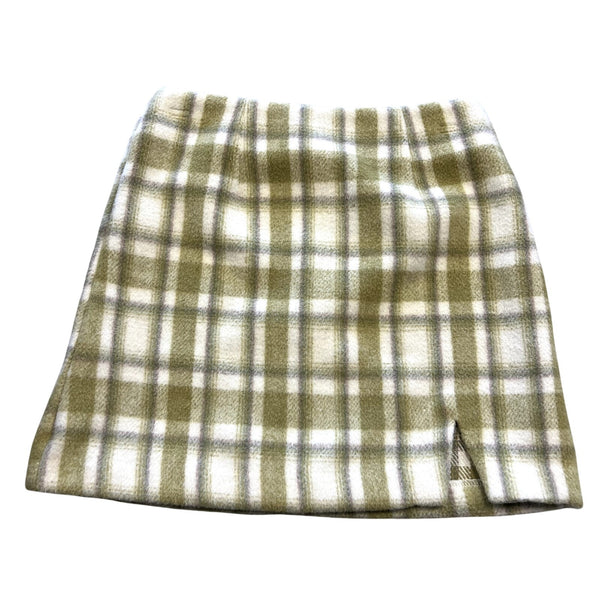 Vestique Green + Cream Plaid Wool Mini Skirt Size Women's Small